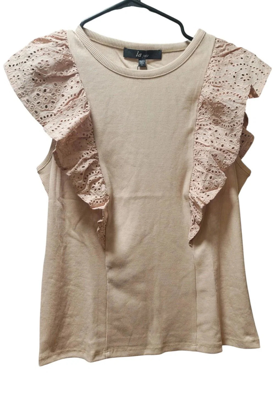 La Joie Women's Eyelet Ruffle Tank Fawn - Regular